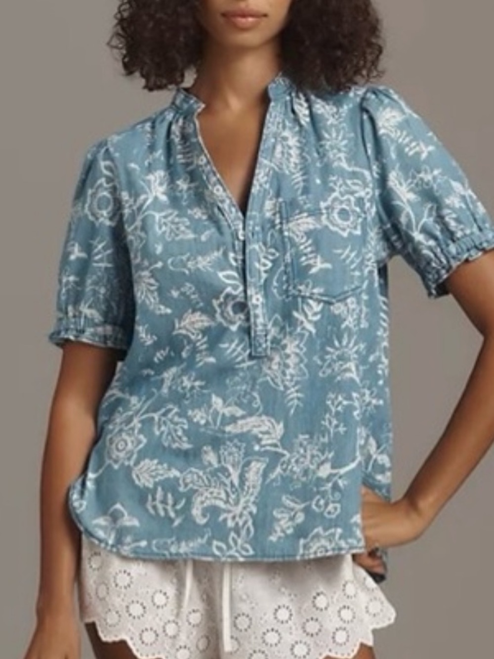Aly Puff-Sleeve Blouse by Pilcro, Anthropologie 
Women’s XS NWT
